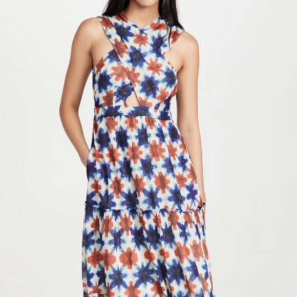 Banjanan Dresses & Skirts - Banjanan Maxi Dress in Shibori Clamp Dye Dusty Aqua Blue NWT
